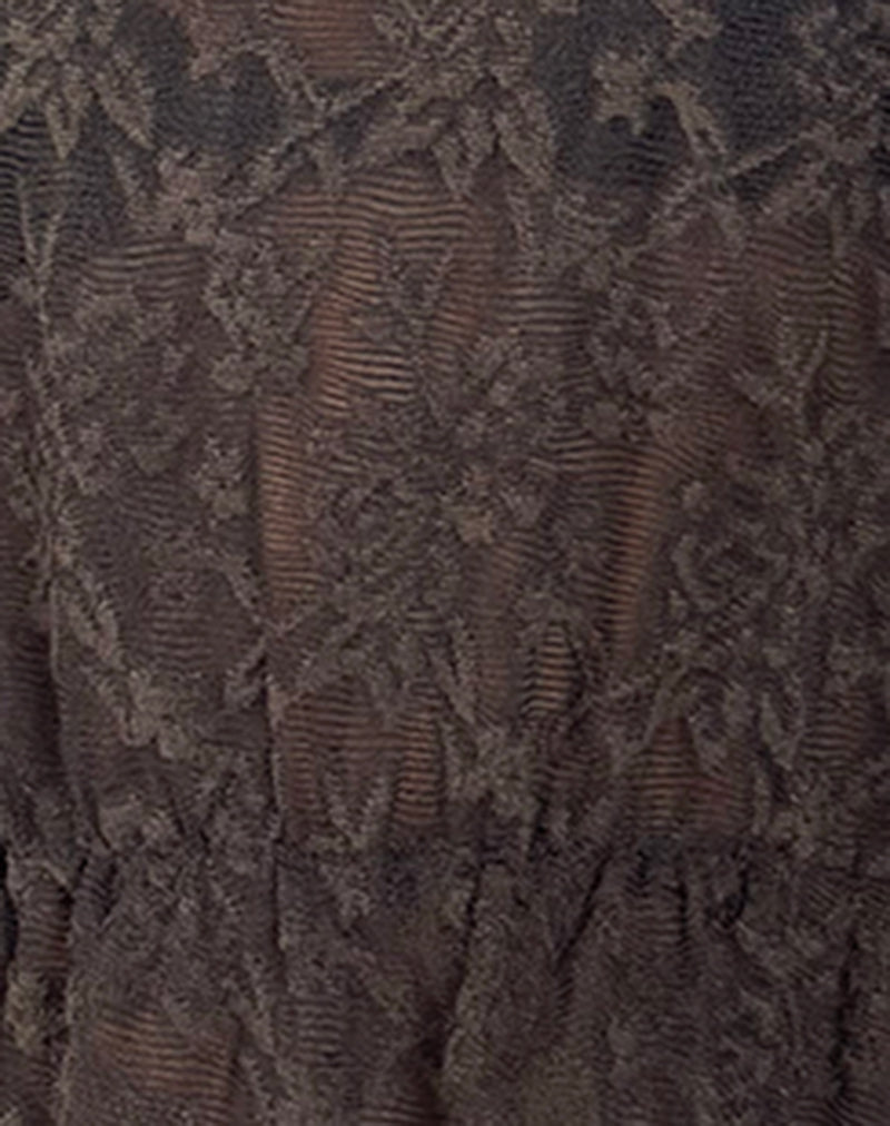 Amalie Top In Dark Brown Jacquard Knit