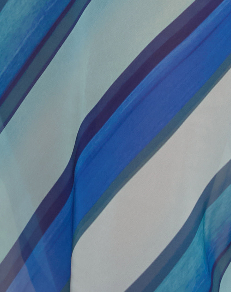 Anira Dress in Chiffon Painted Stripe Blue