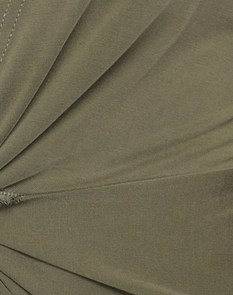Arlys Twist Detail Top in Cupro Khaki