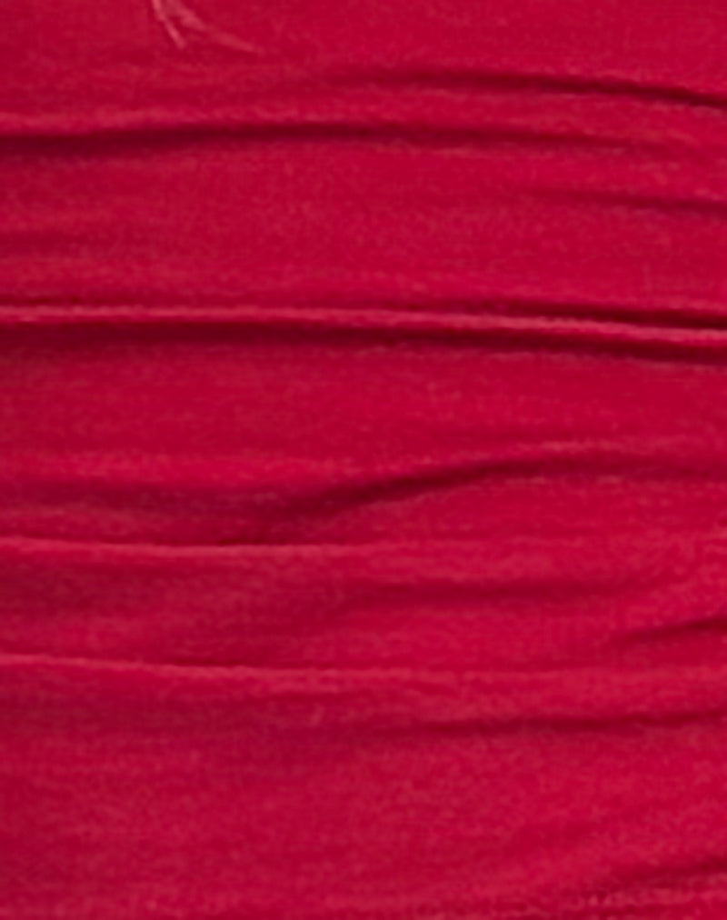 Batya Plunge Top in Ruched Jersey Adrenaline Red