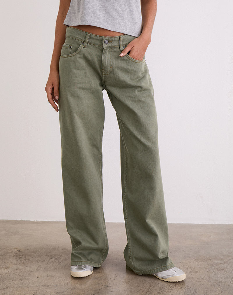 Low Rise Roomy Jeans in Fern Green