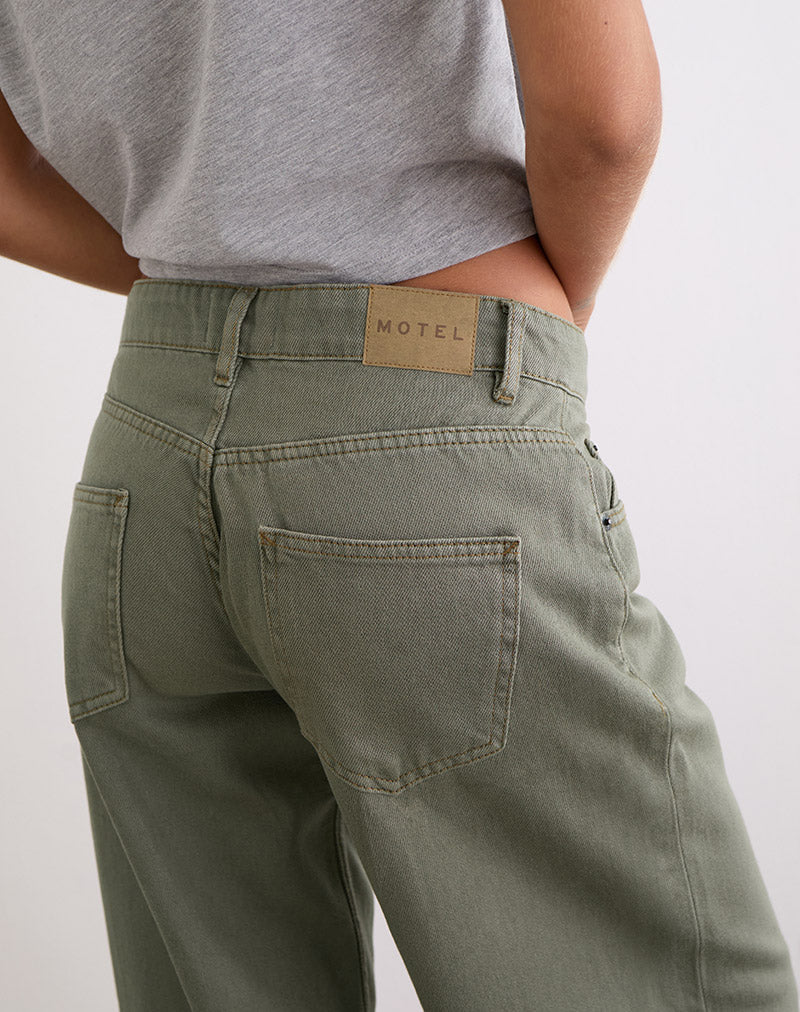 Low Rise Roomy Jeans in Fern Green