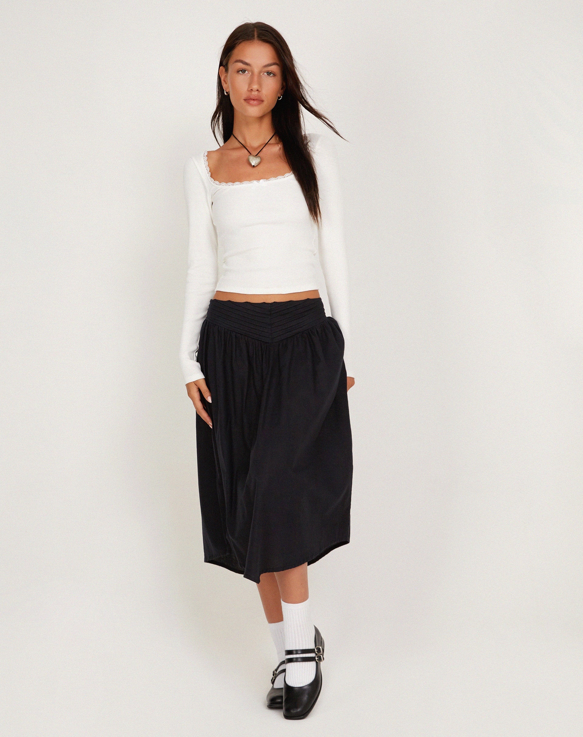 India Midi Skirt in Black