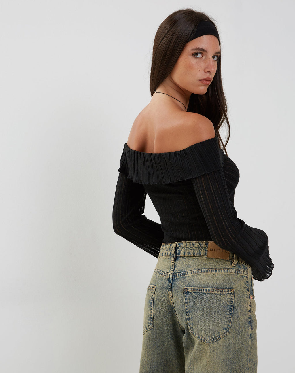 Celeste Butterfly Bardot Top in Black