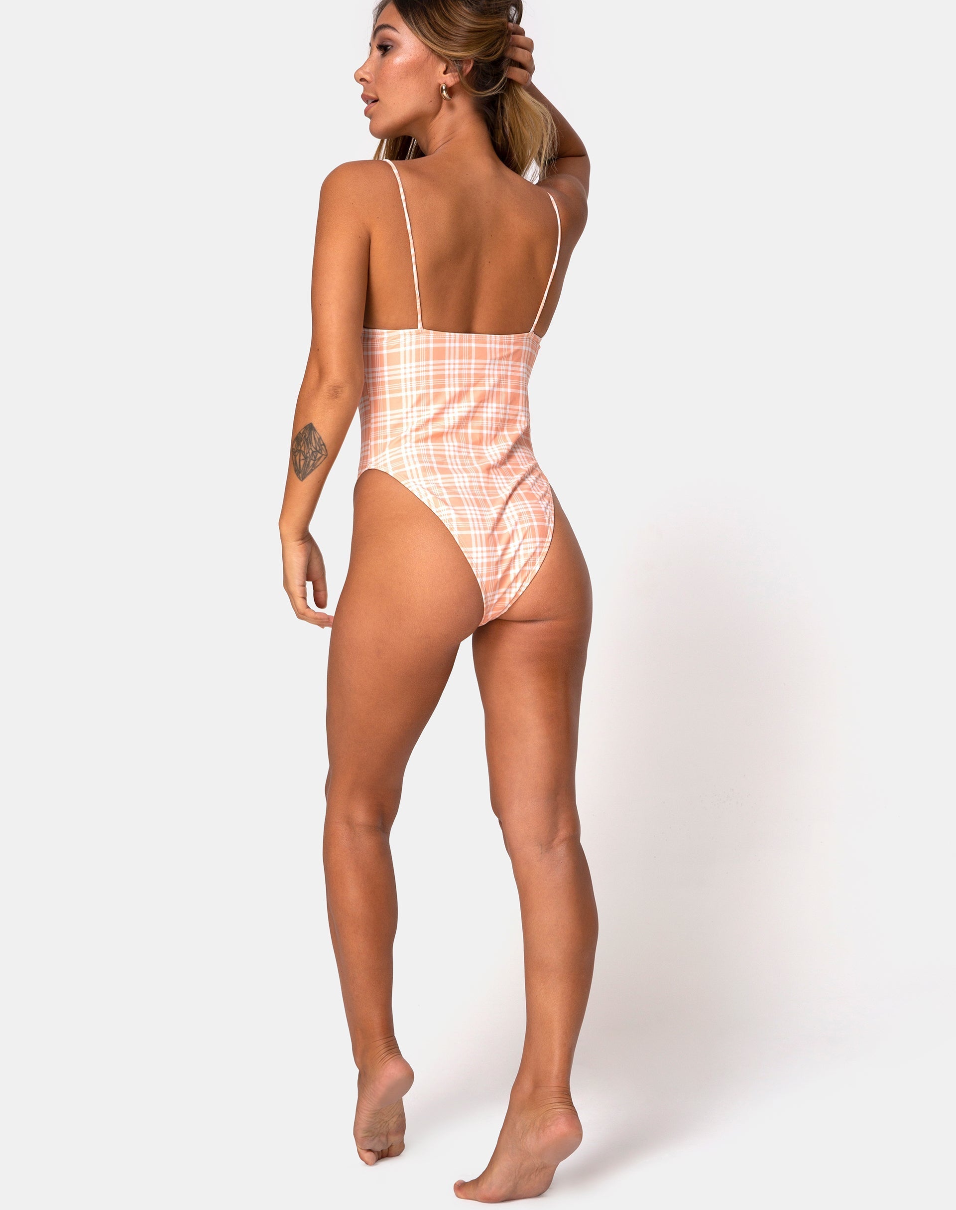 Dolty Swimsuit in Picnic Check Peach