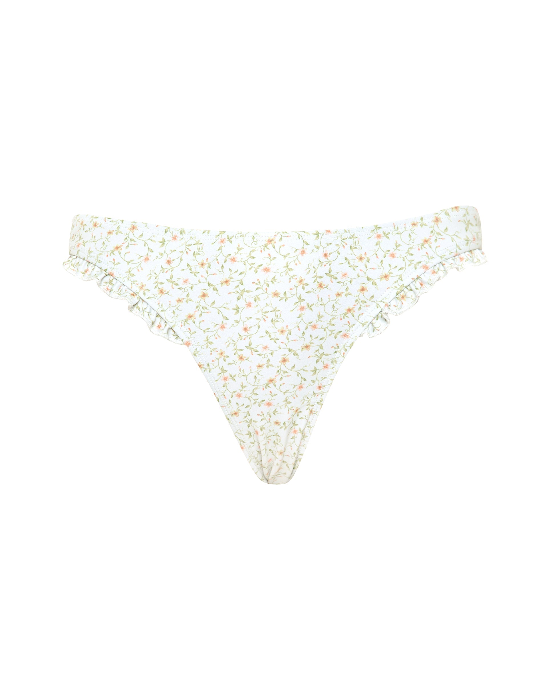 Effie Frill Bikini Bottom in Pretty Petal Ivory