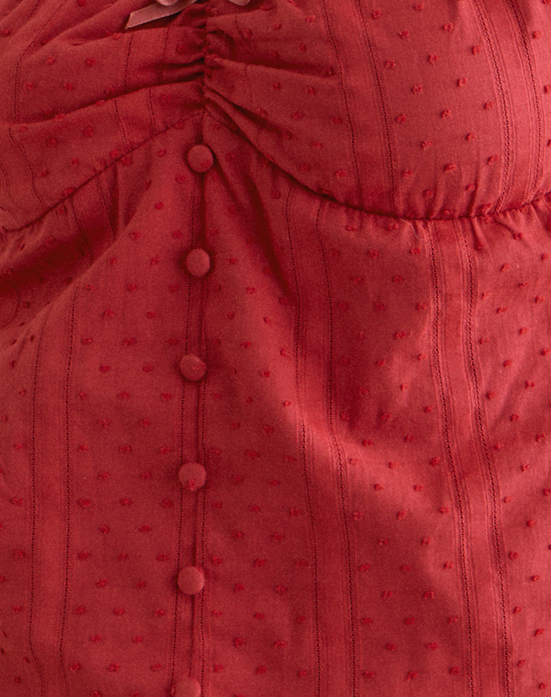 Fayra Bardot Corset Top in Dobby Red