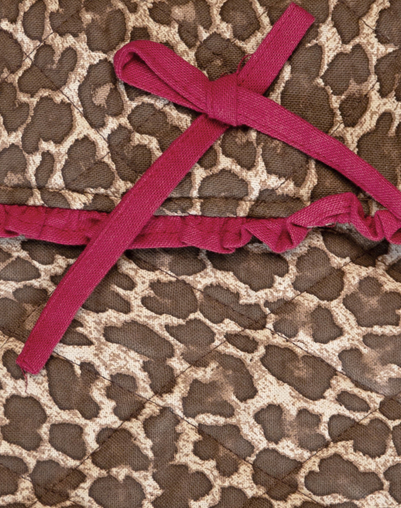 Fold Over Makeup Bag in Leopard with Red Frill Bow