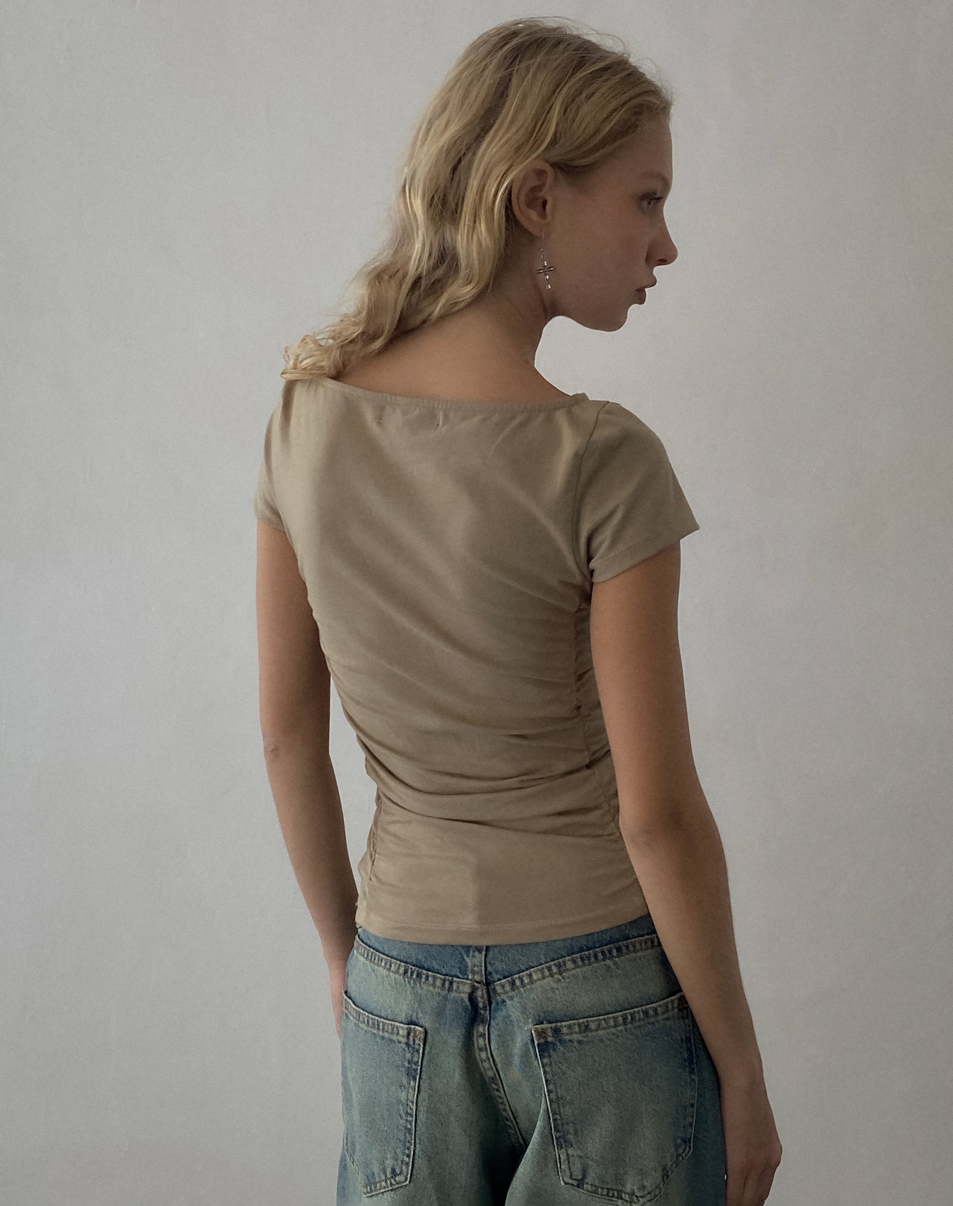 Gryae Ruched Front Top in Biscotti