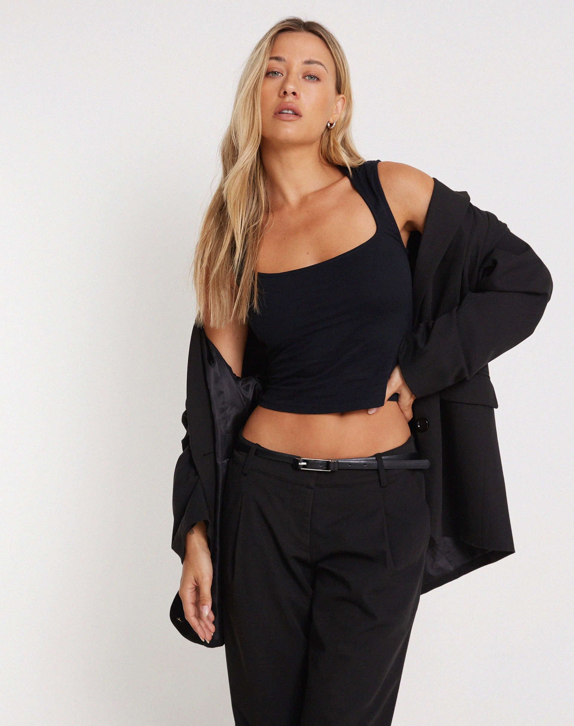 Jinsu Crop Top in Lycra Black