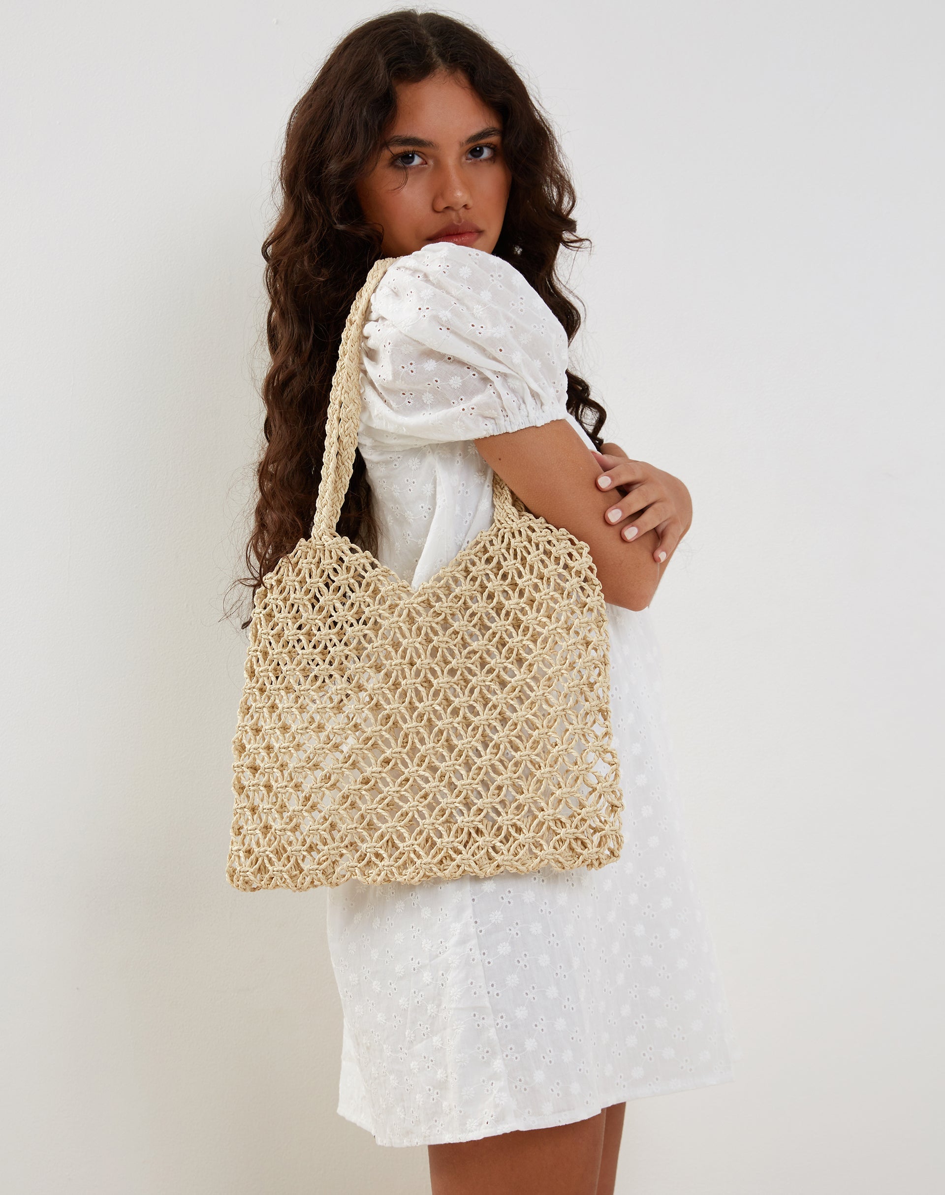 Karnavi Macrame Bag in Ivory