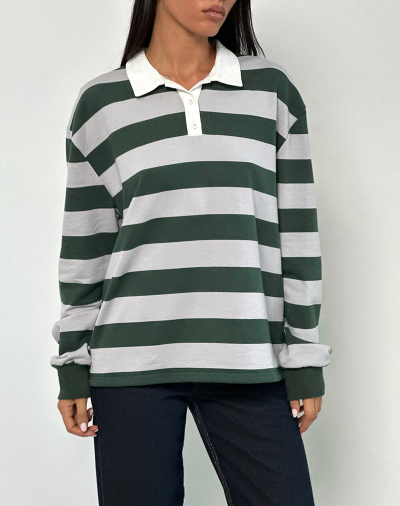 Kumara Rugby Shirt in Green, Khaki and White