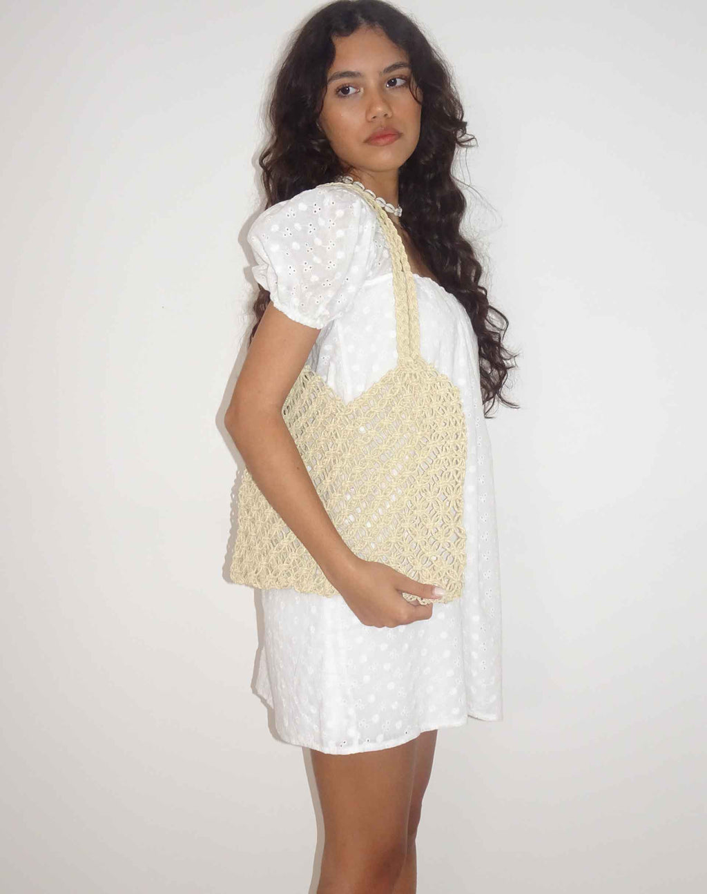 Karnavi Macrame Bag in Ivory