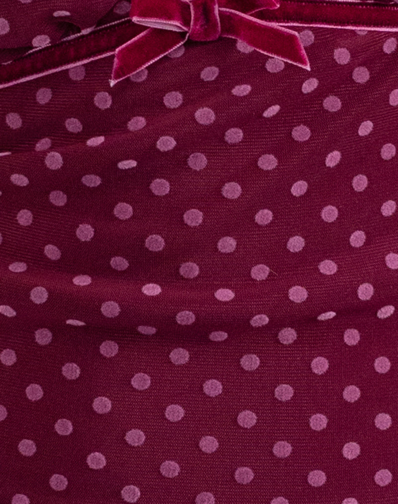 Livi Top in Polka Flock Berry Red