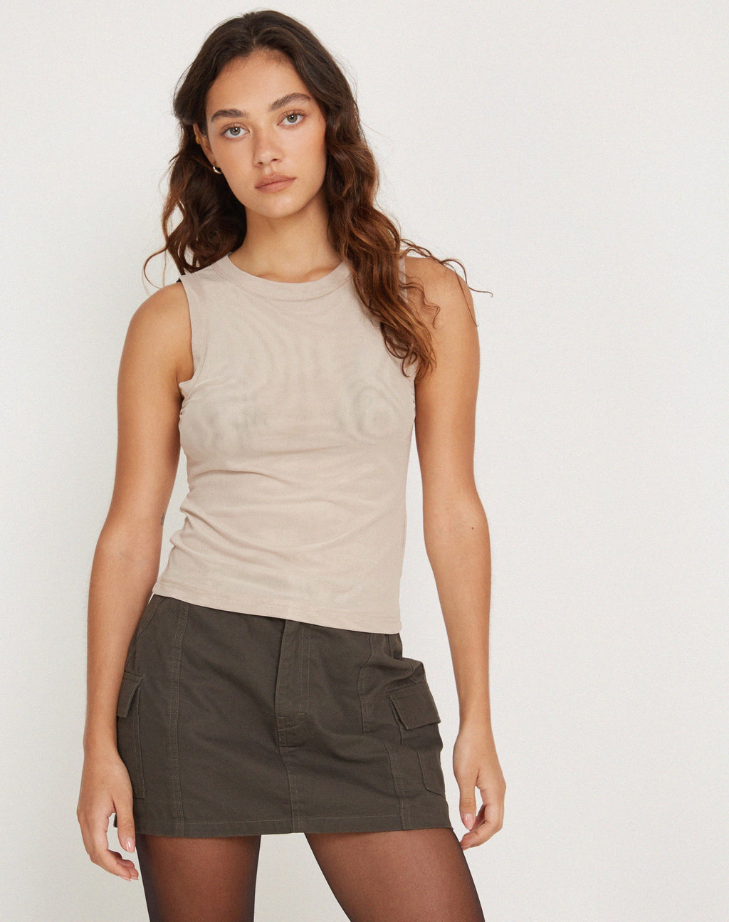 Lorde Vest Top in Mesh Neutral
