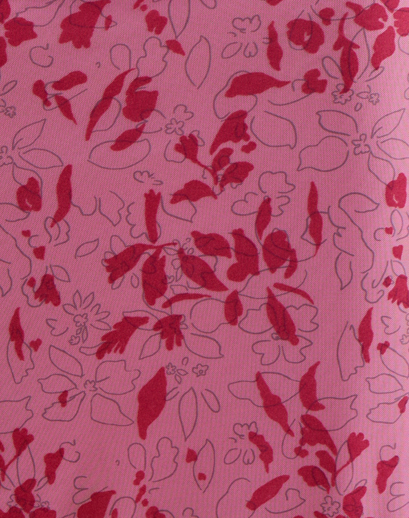 Alfreda Maxi Skirt in Stencil Flower Pink