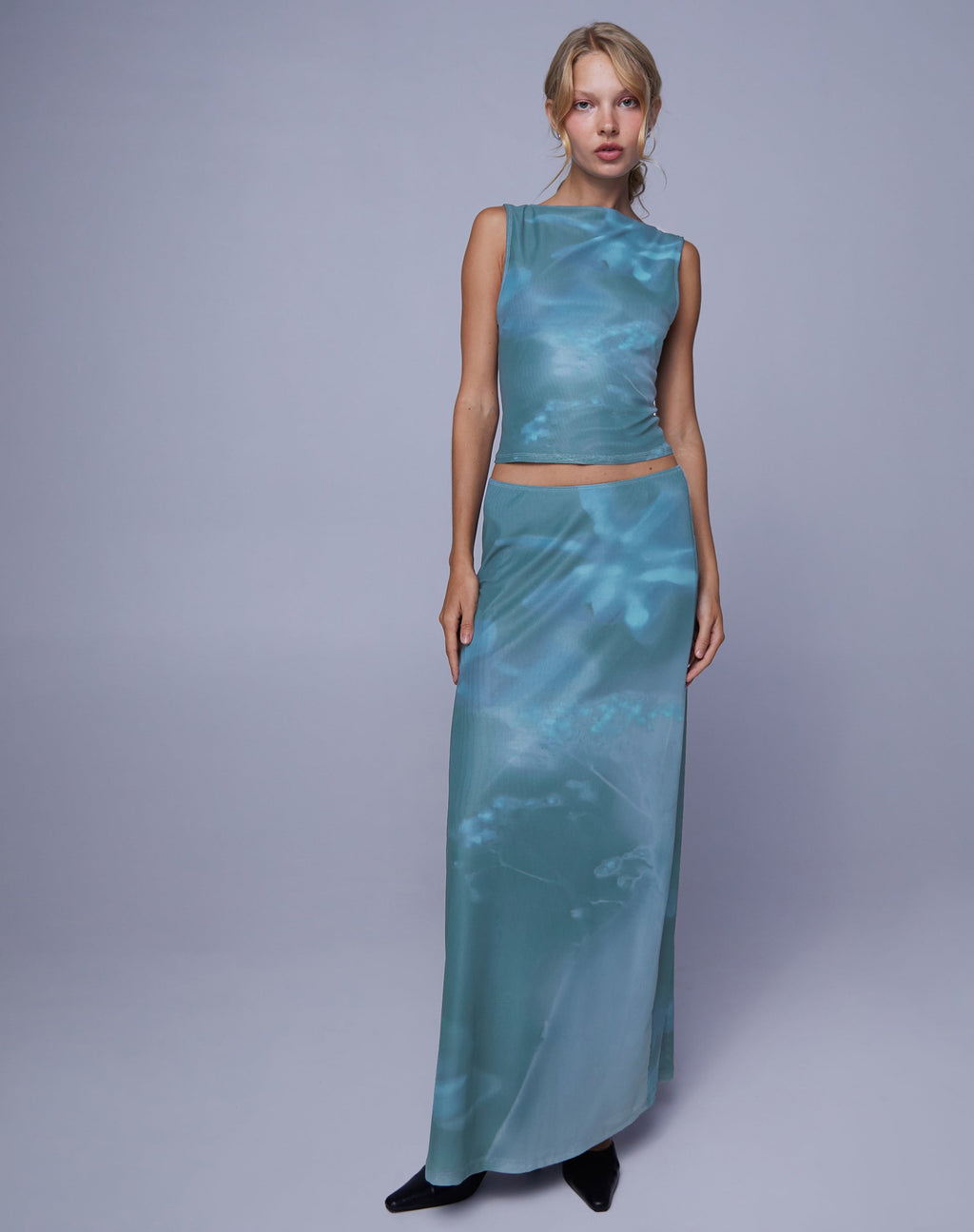 Nola Maxi Skirt in Lumen Floral Blue