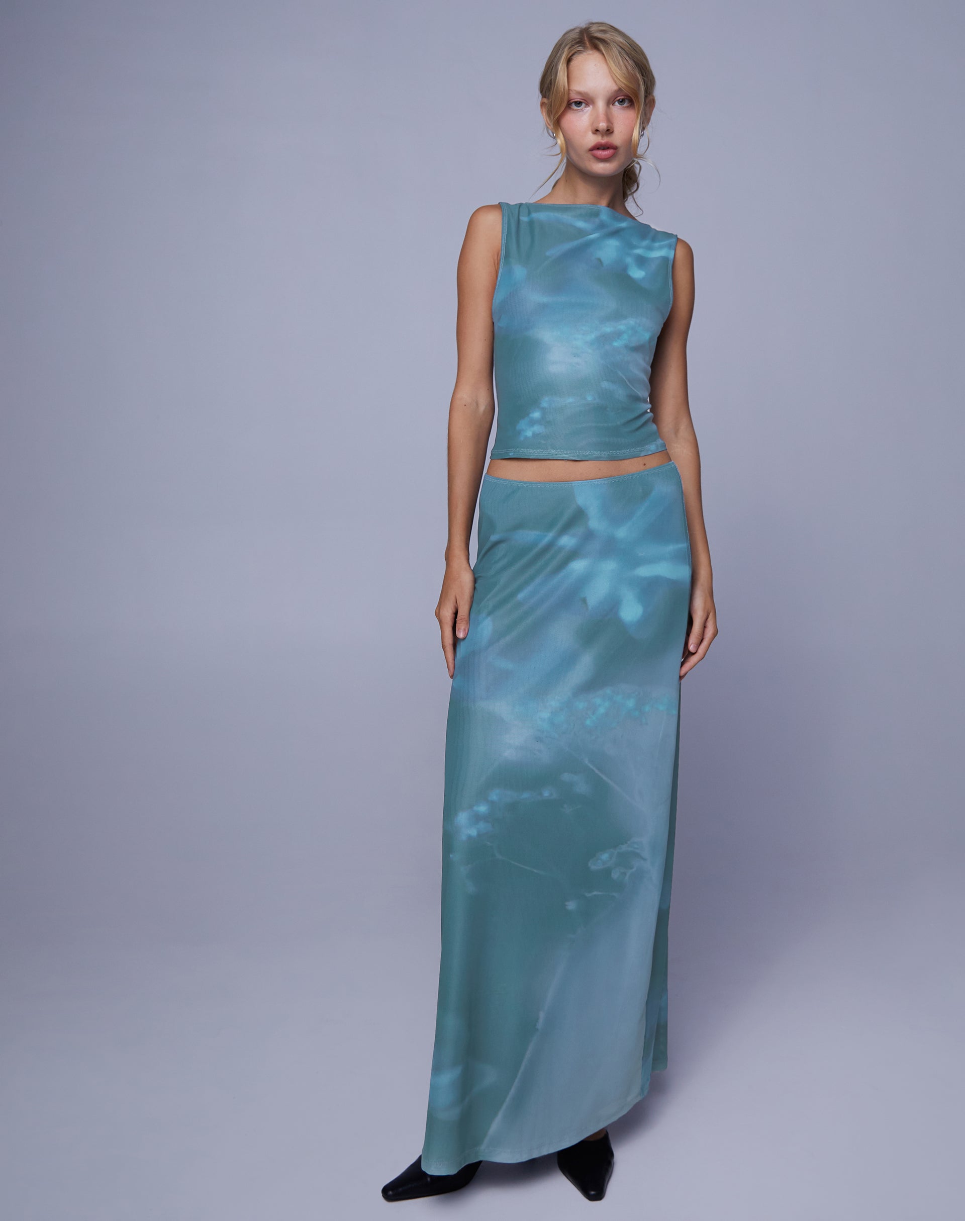 Nola Maxi Skirt in Lumen Floral Blue
