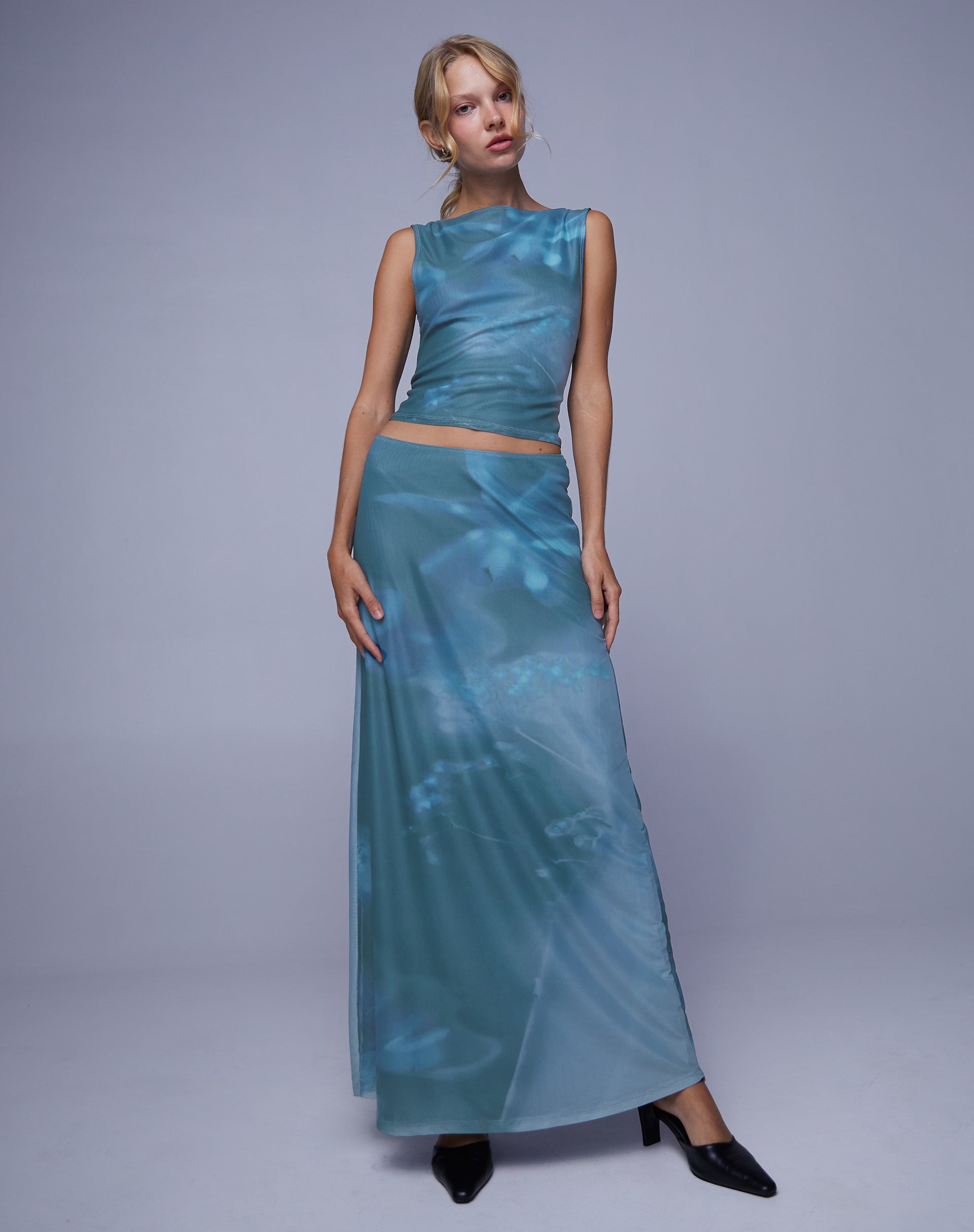 Nola Maxi Skirt in Lumen Floral Blue