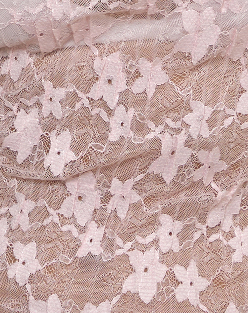 Nova Unlined Top in Pink Plisse Lace