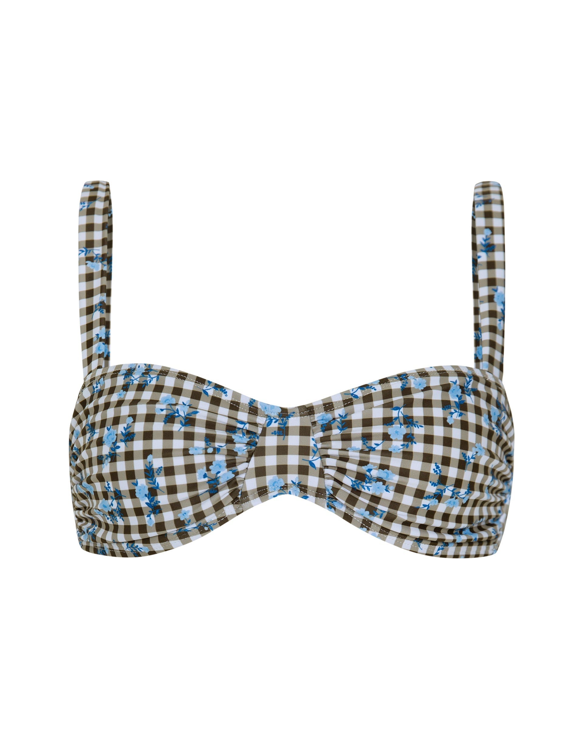 Panave Bikini Top in Floral Gingham Brown