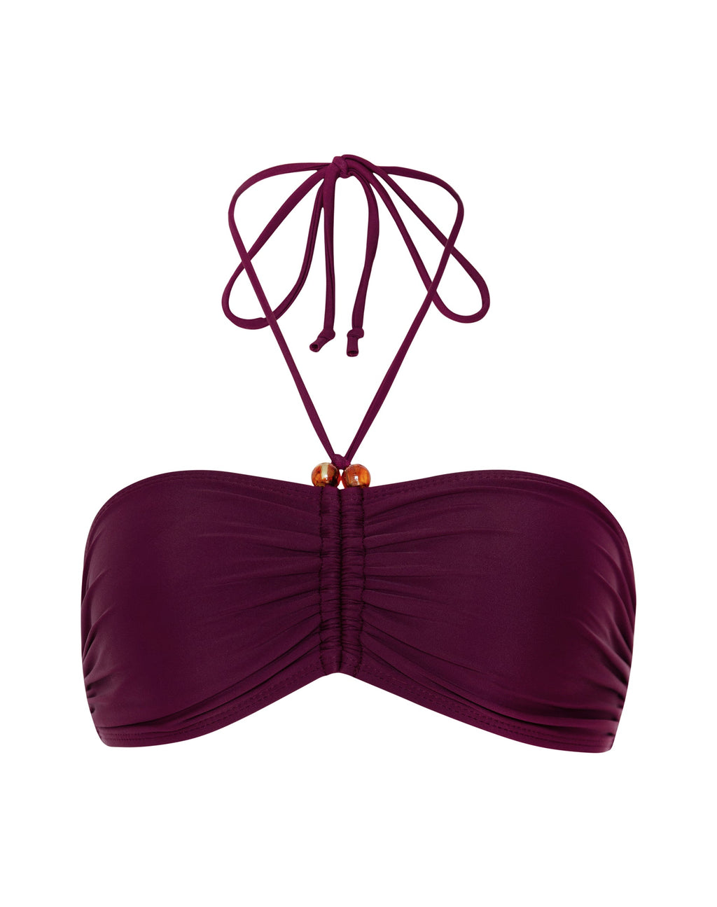 Raqui Beaded Bikini Top in Burgundy