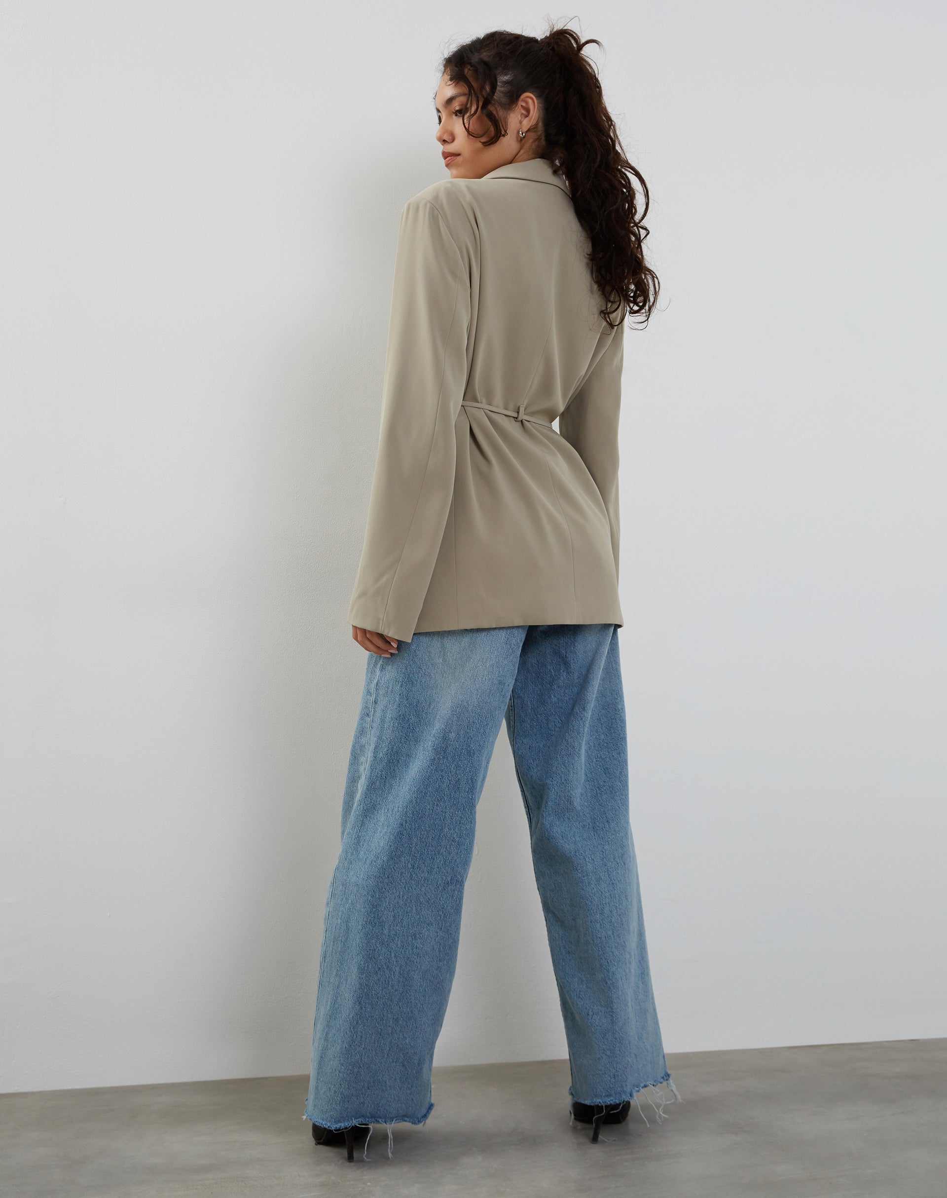 Mayta Tie Waist Blazer in Tailoring Taupe