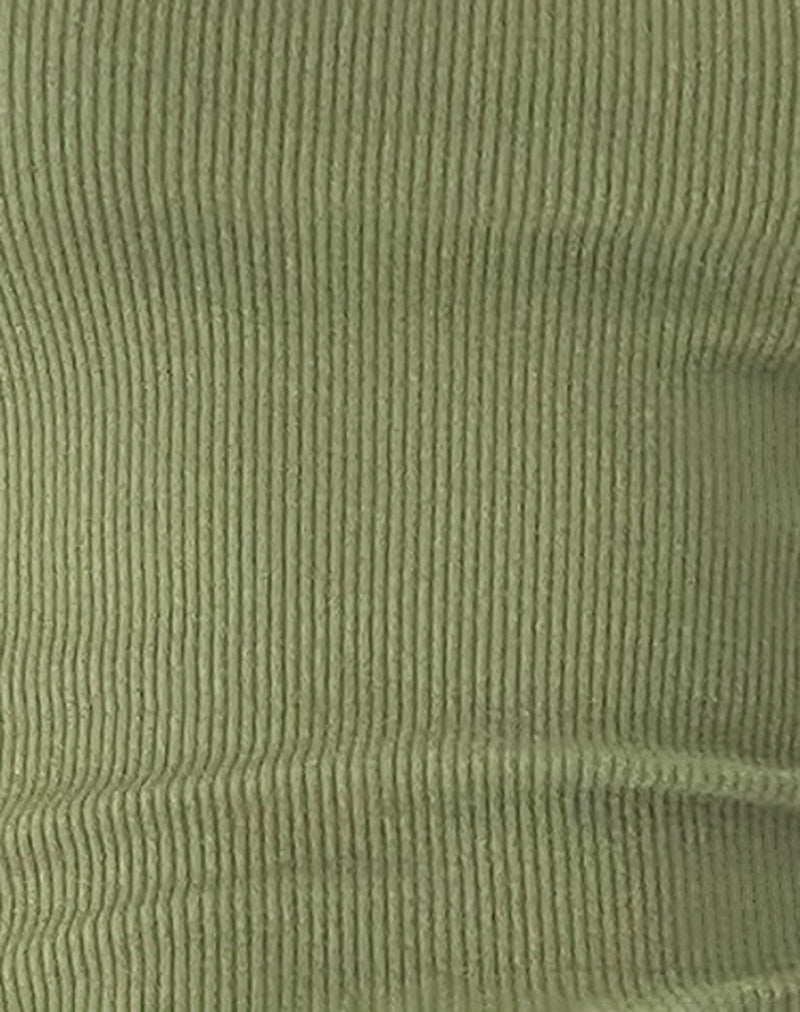 Roxe Ribbed Vest Top in Dark Sage