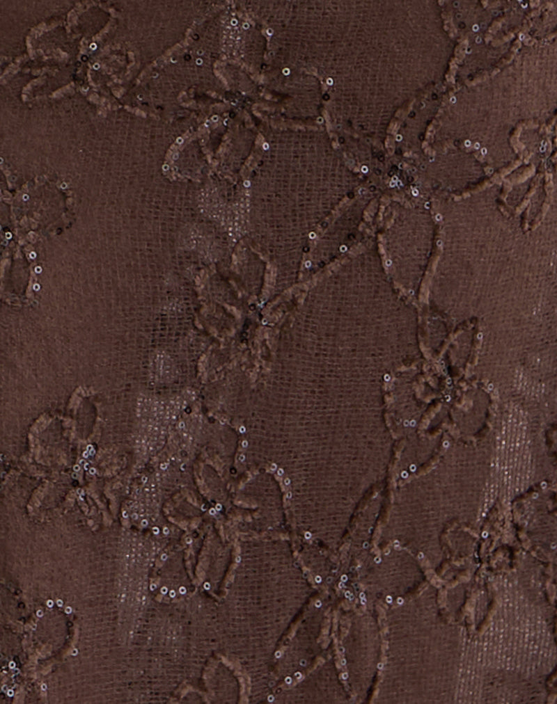 Alphia Sequin Knit Skirt in Dark Brown