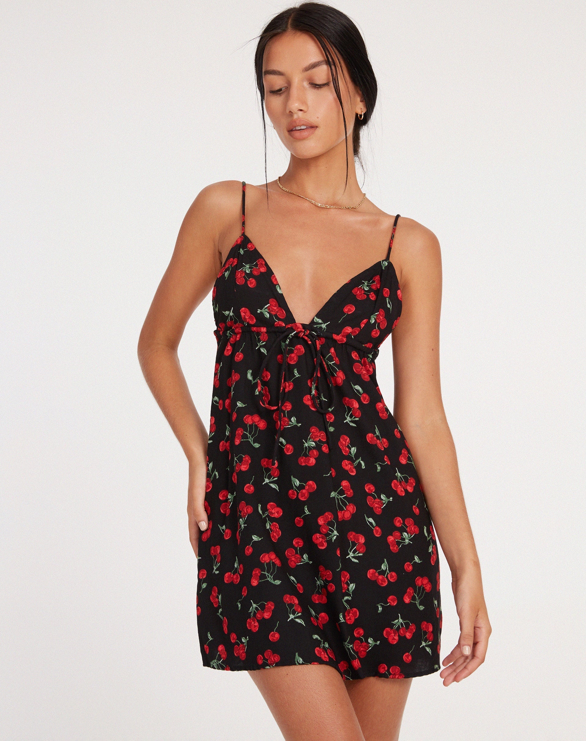 Senora Mini Dress in Cherries Black
