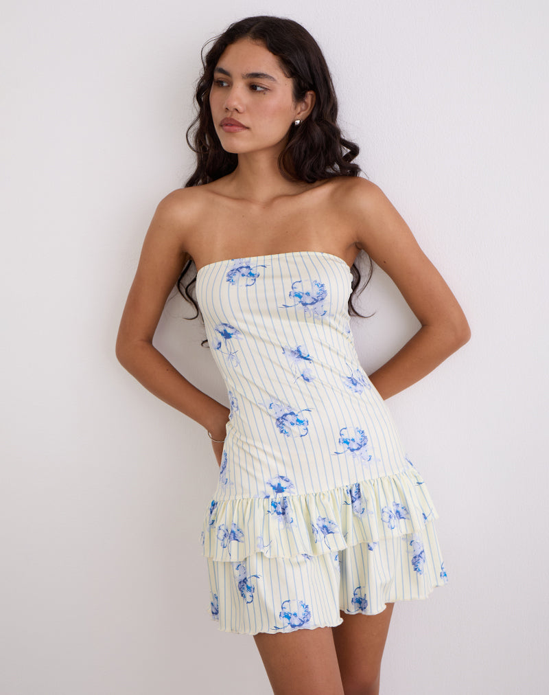 Sitav Dress in Floral Stripe Cream