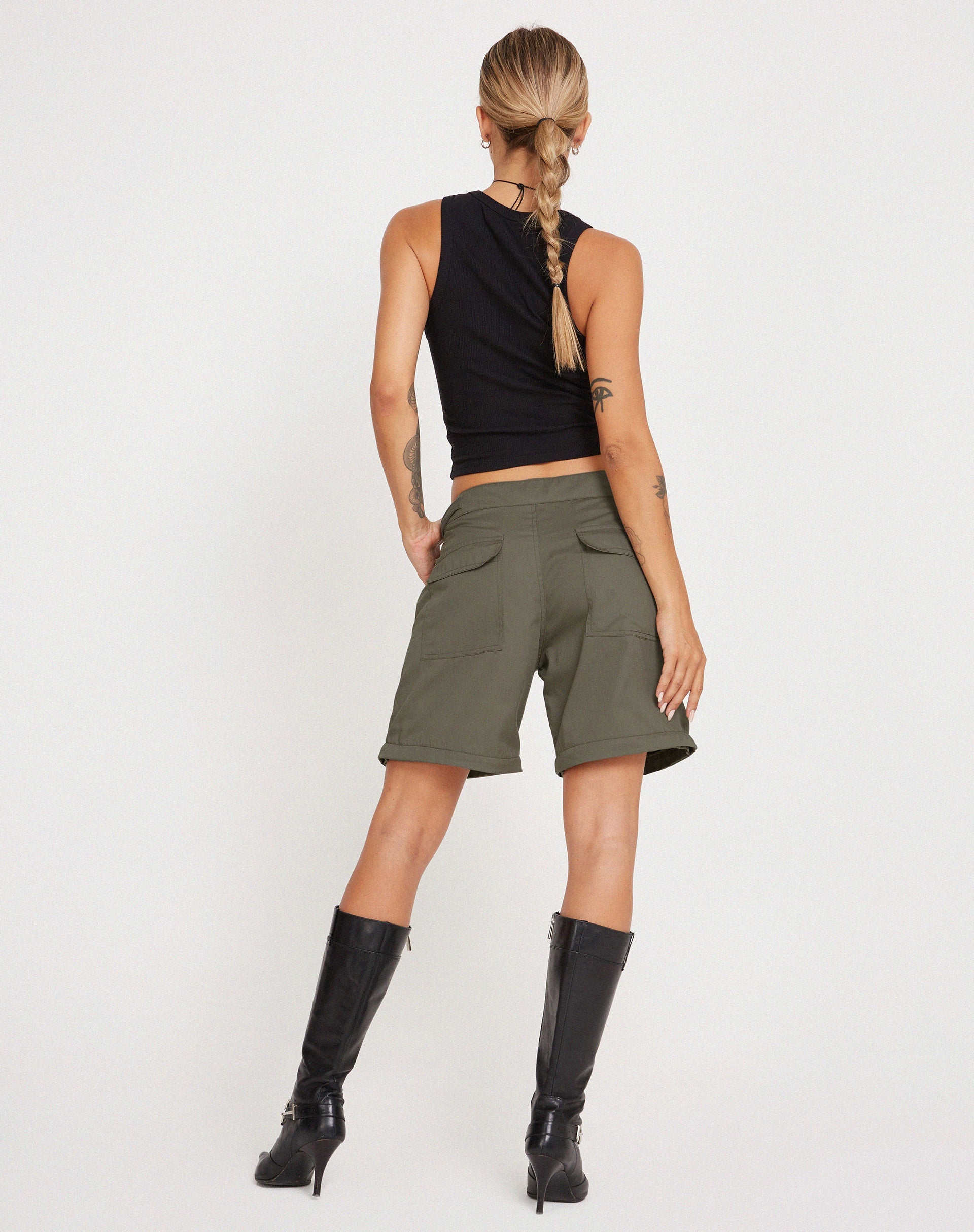 Tansy Wide Leg Cargo Trouser in Stone Green