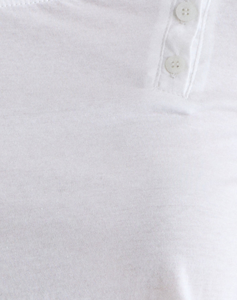 Tole Asymmetric Button Up Top in Tissue Jersey Ivory