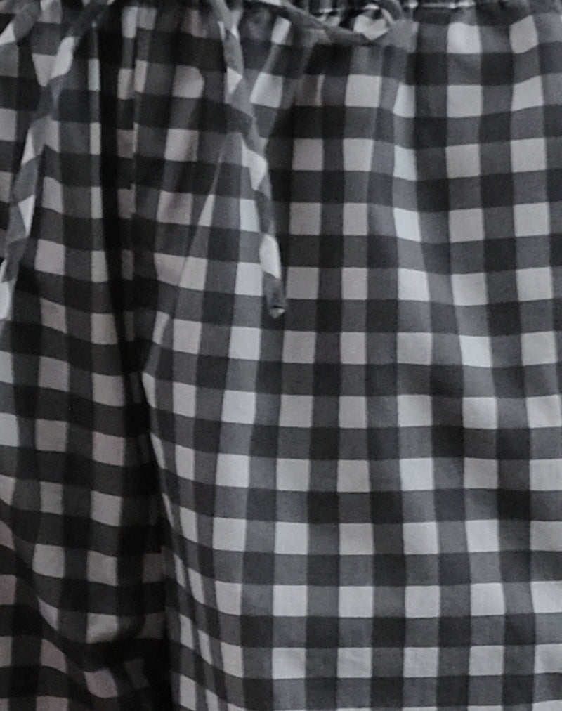 Wasic Wide Leg Trouser in Tonal Black and Grey Gingham