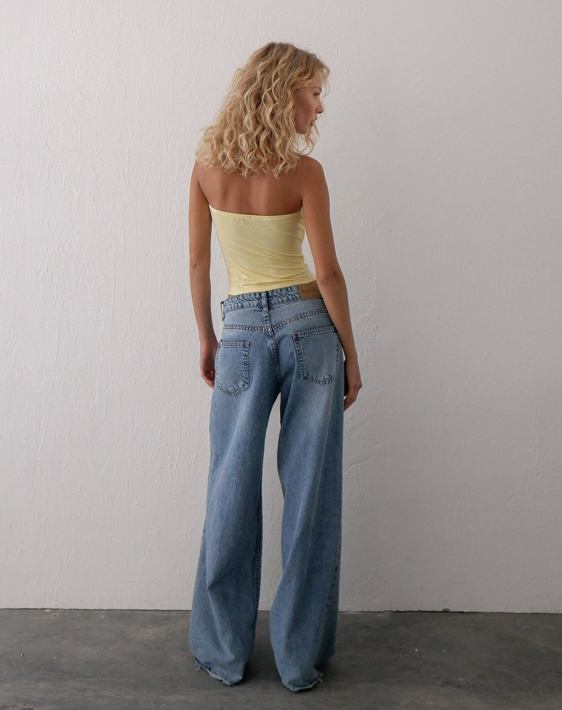 Wayan Ruffle Bandeau Top in Pale Yellow