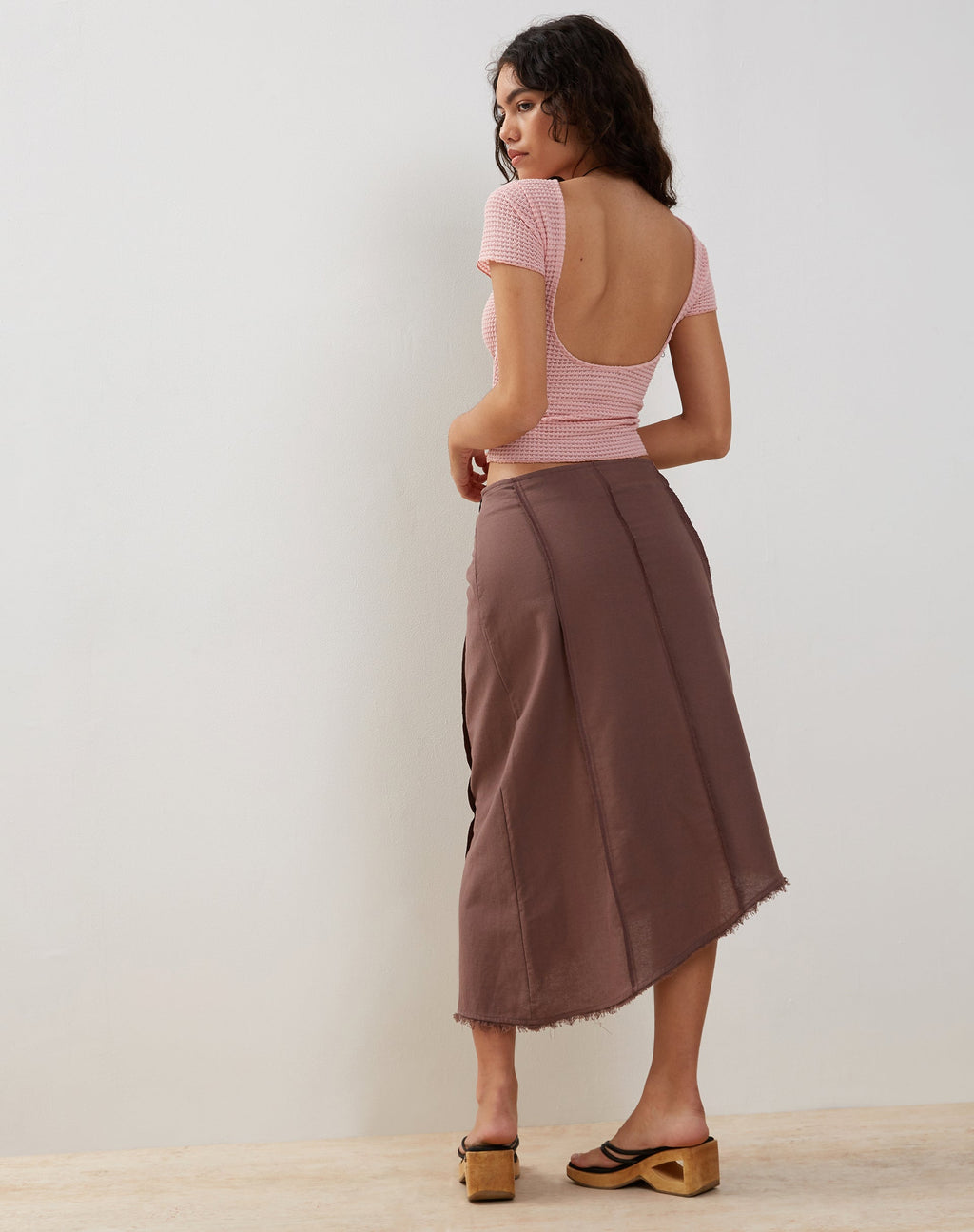 Xiwang Crop Top in Salmon Textured Crochet