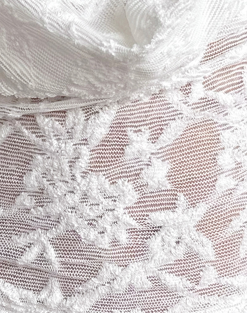 Yukari Plunge Top in Jacquard Knit White